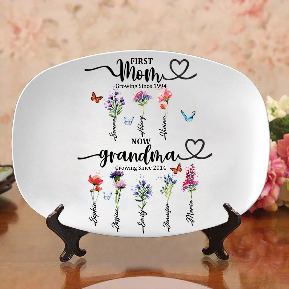 Personalized Grandma's Garden Plate With Grandkids Names Mother's Day