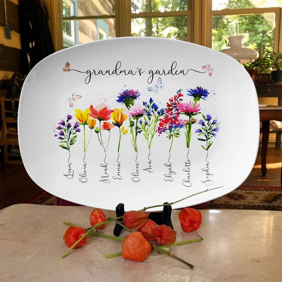 Personalized Grandma's Garden Plate With Grandkids Names Mother's Day