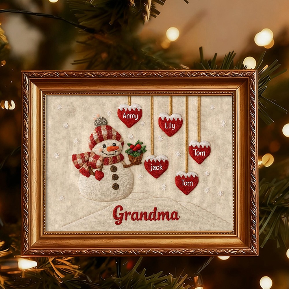 Personalized Embroidery Family Wood Frame Christmas Gift