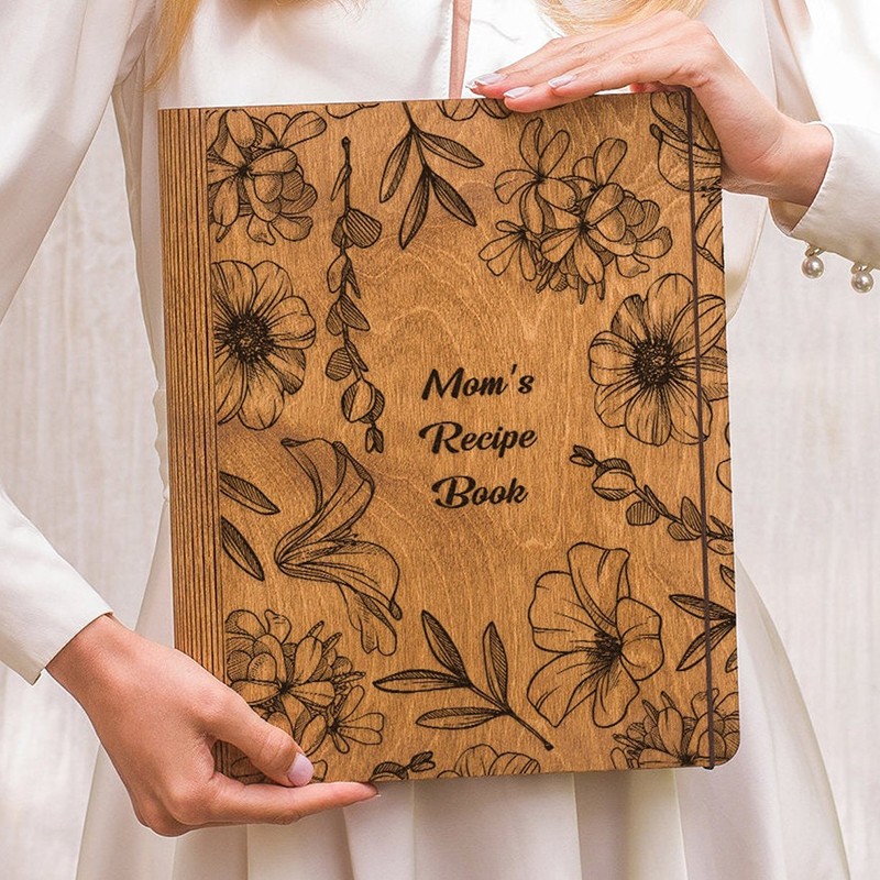 [Series 3]Personalized Recipe Book Wooden Binder Mom Birthday Gifts Christmas Gifts