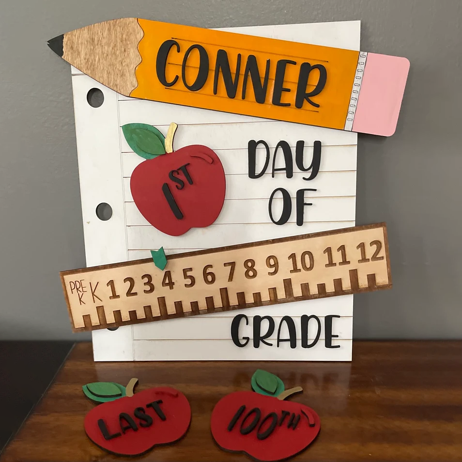 Personalized First/100th/Last Day of School Interchangeable Back to School Sign Prop For Kids Gift Ideas