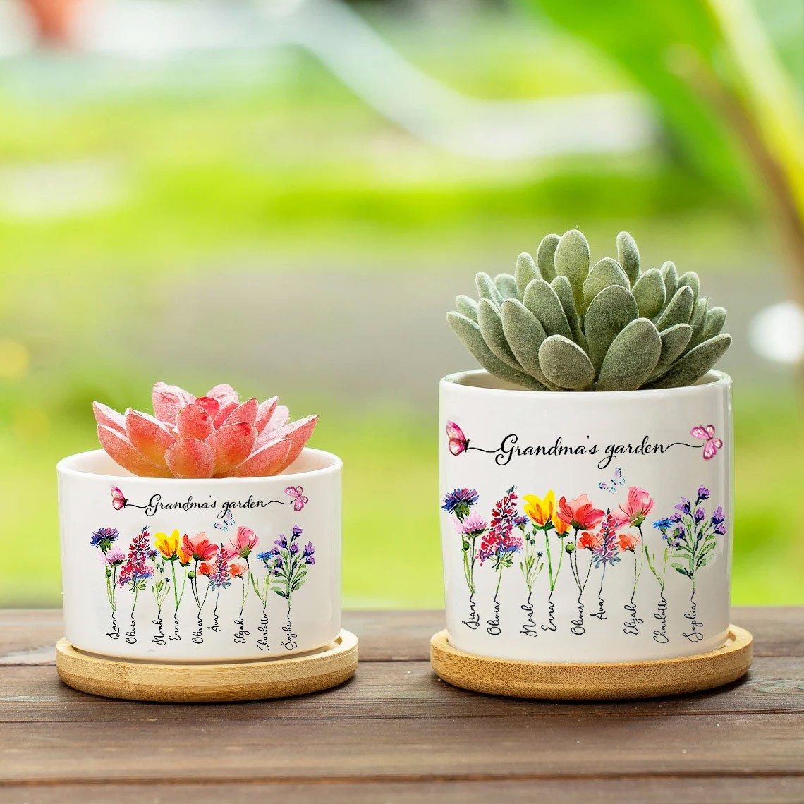 Custom Birth Month Flower Plant Pot Mom's Garden Plant Pot