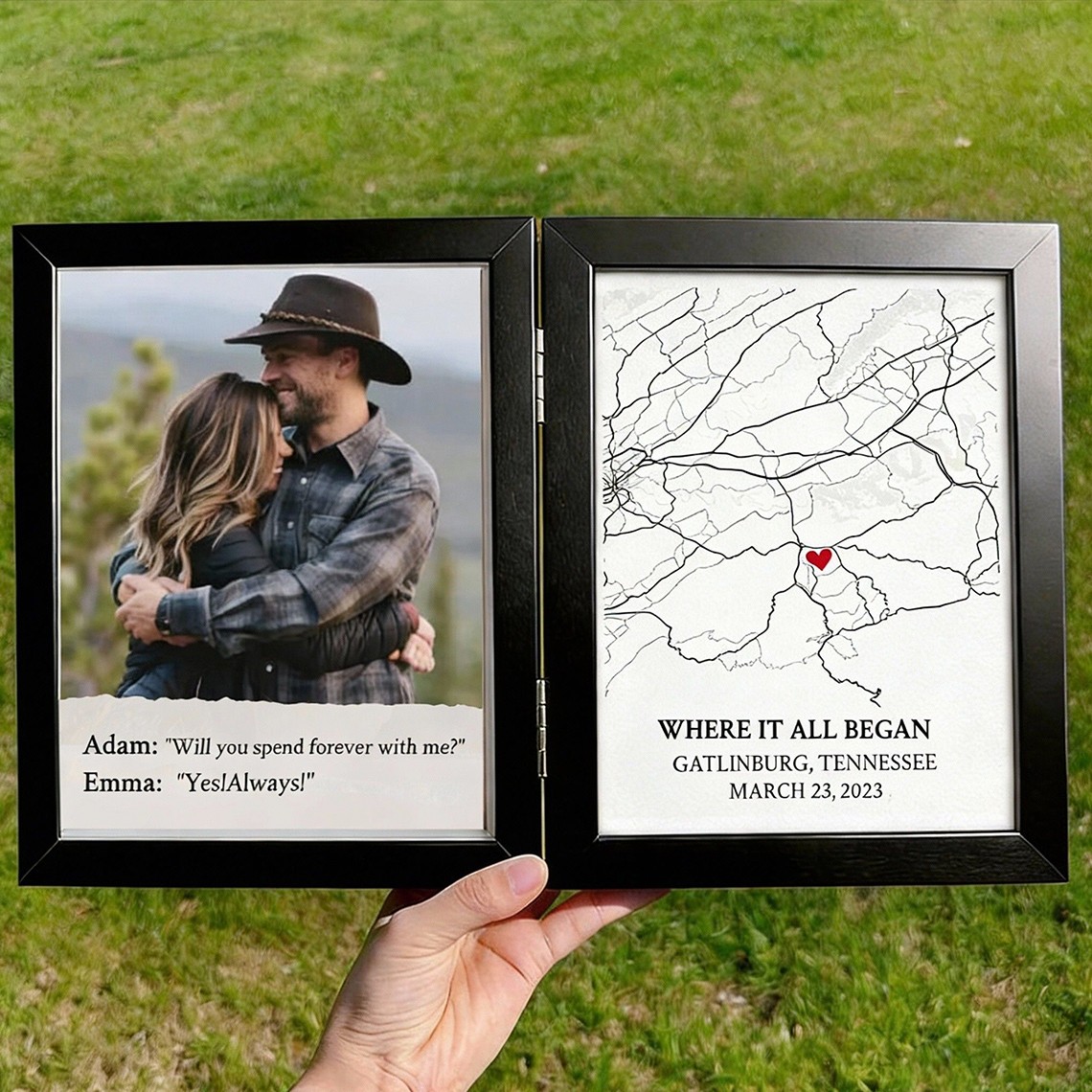 Personalized Where It All Began Map Frame Keepsake Gift for Couple