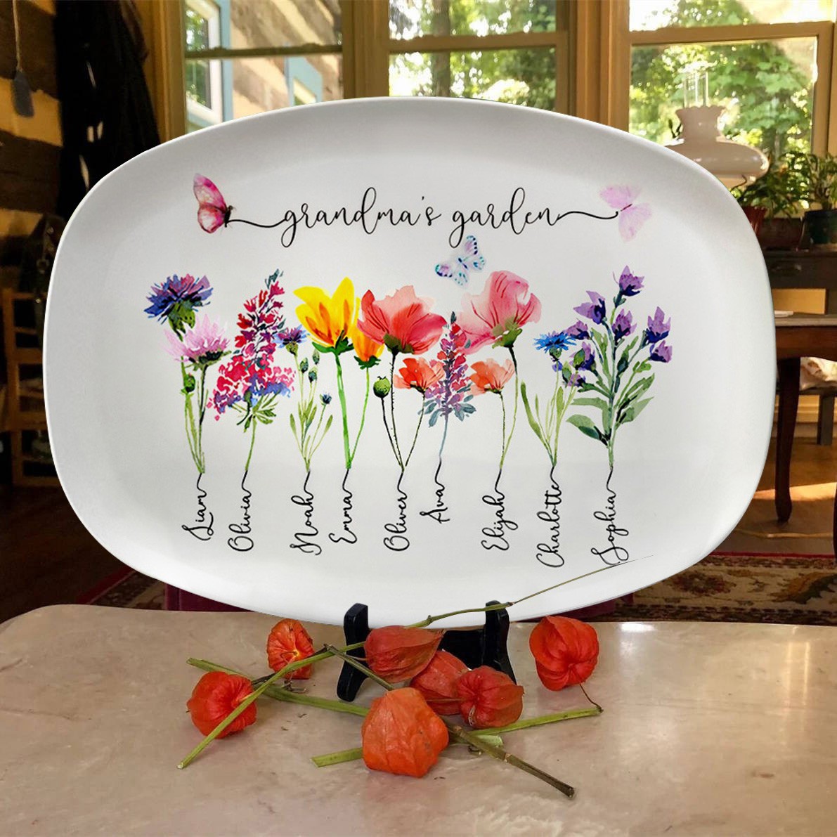 Personalized Grandma's Garden Plate With Grandkids Names Mother's Day