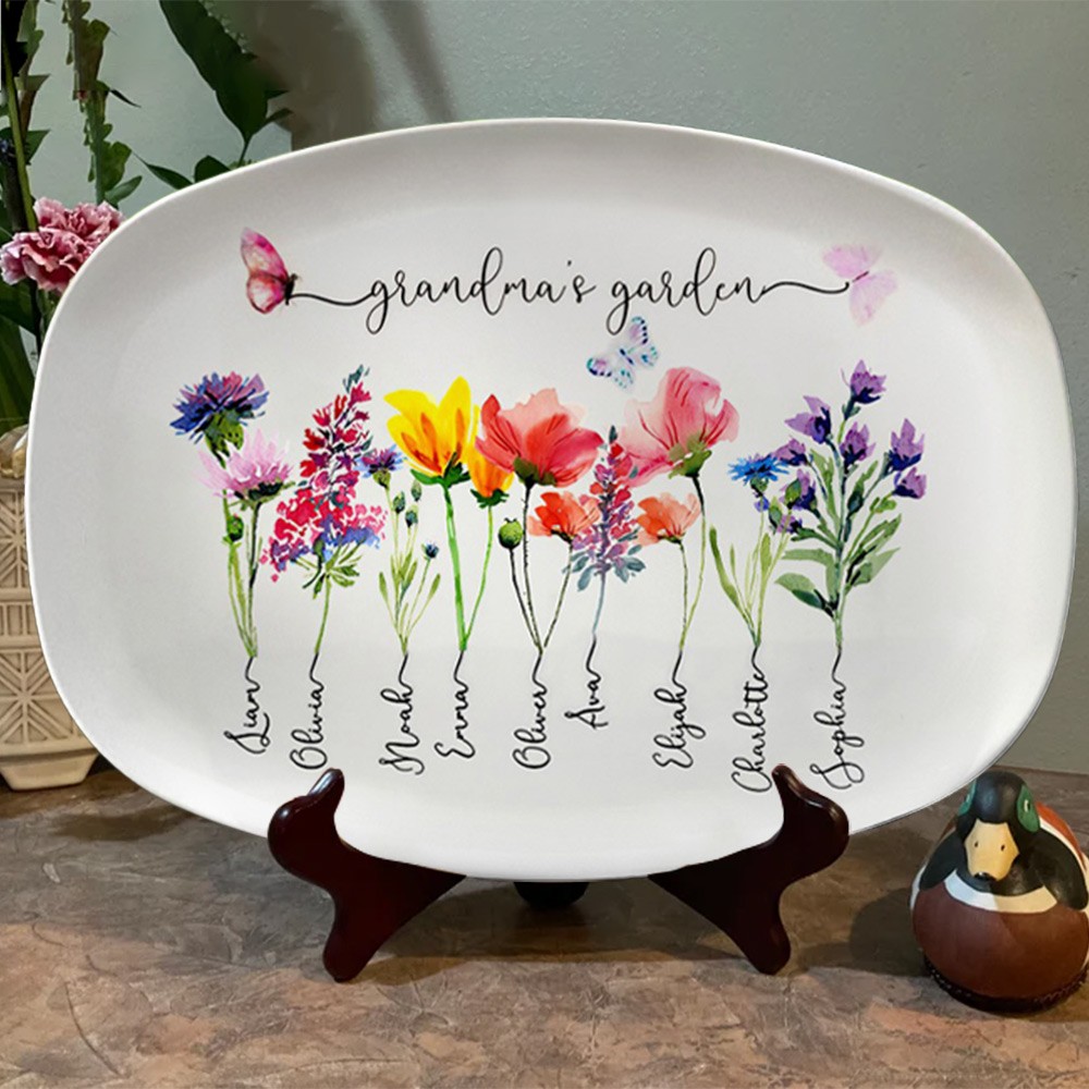 Personalized Grandma's Garden Plate With Grandkids Names Mother's Day