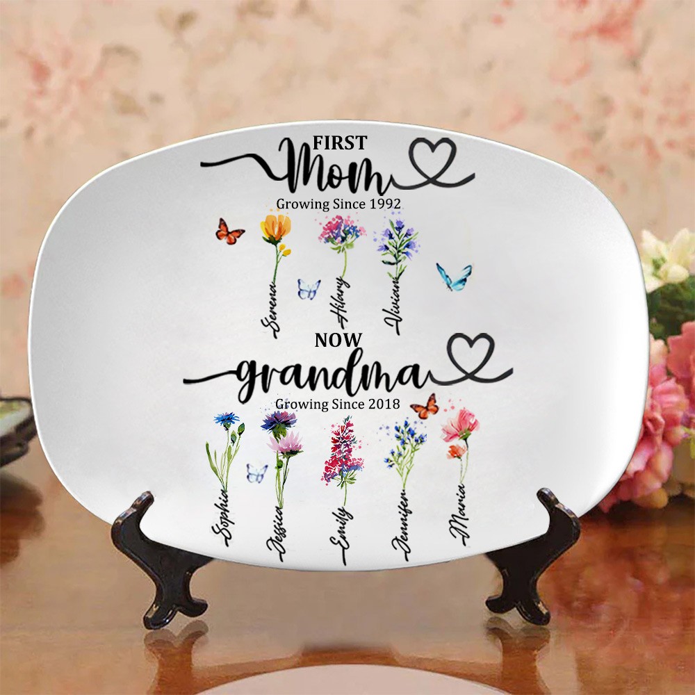 Personalized Grandma's Garden Plate With Grandkids Names Mother's Day