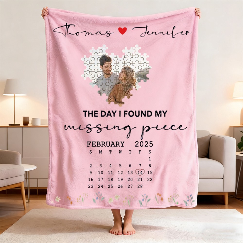 The Day I Found My Missing Piece Personalized Photo Blanket