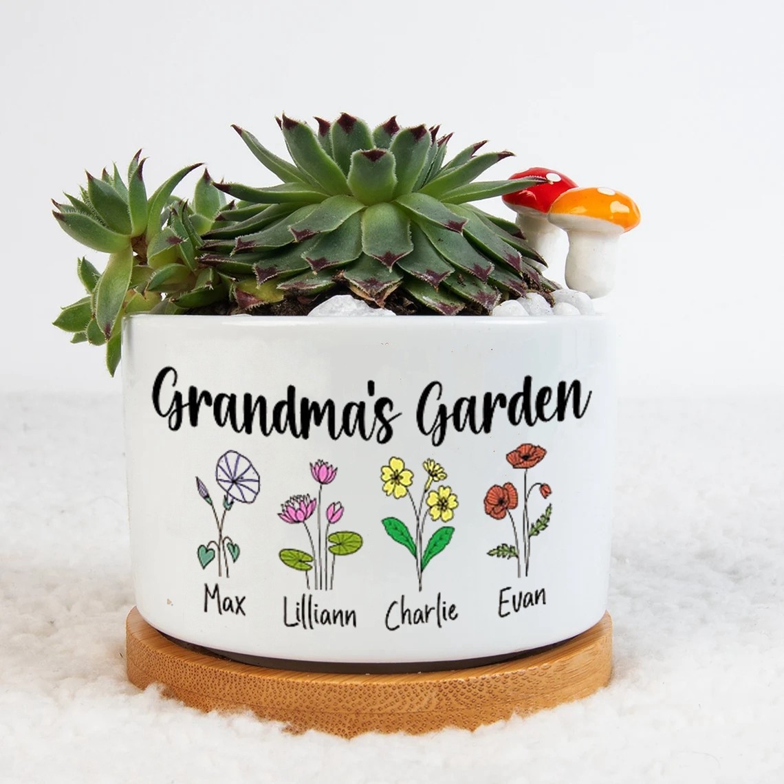 Custom Birth Month Flower Plant Pot Grandma's Garden Plant Pot
