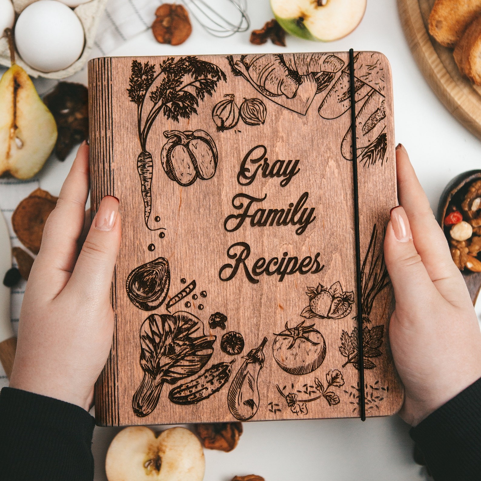 [Series 1]Personalized Recipe Book Wooden Binder Mom Birthday Gifts Christmas Gifts