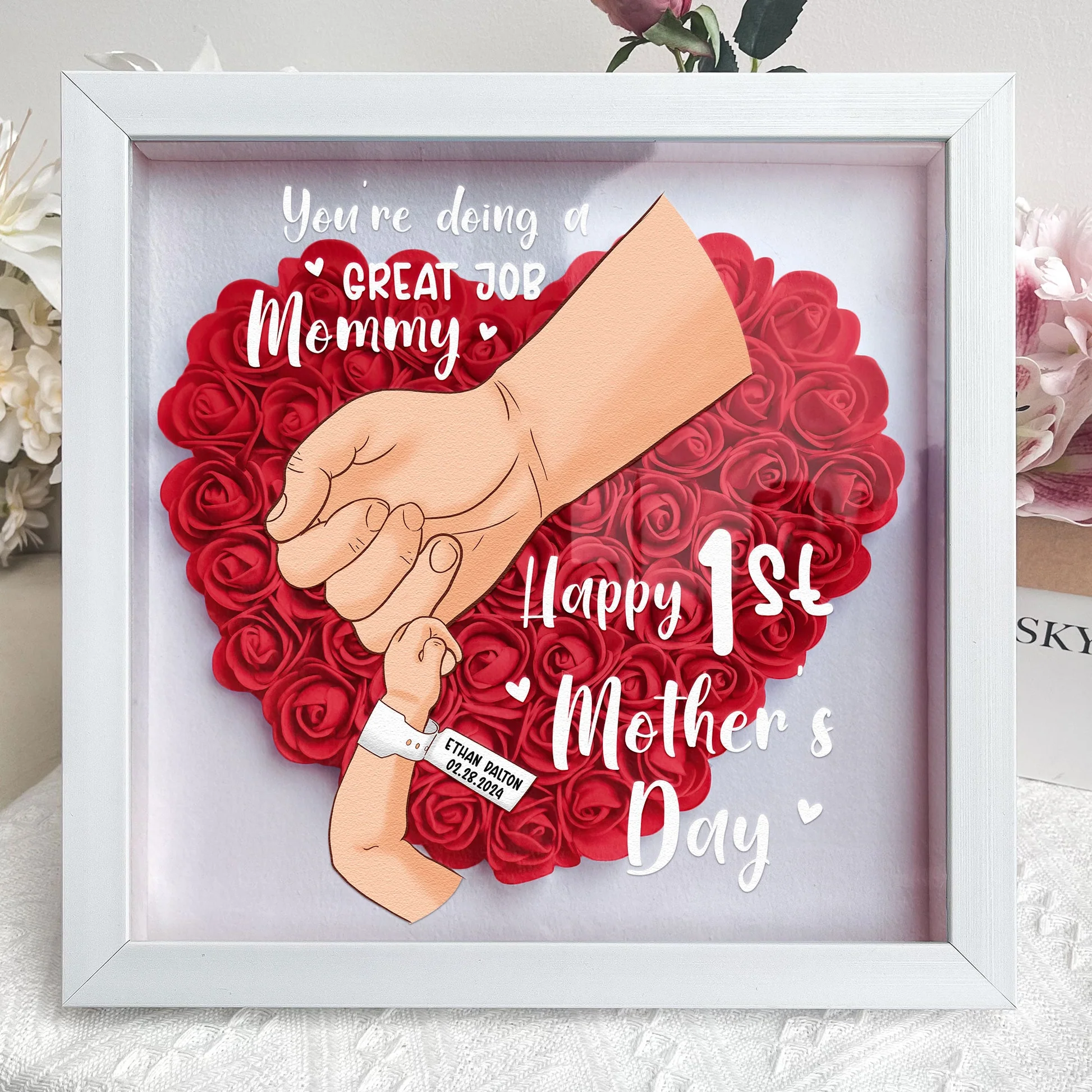 Personalized  You're Doing A Great Job Mommy Flower Shadow Box First Mother's Day