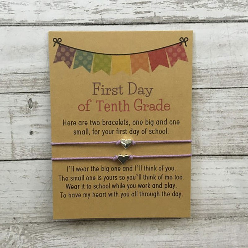 First Day of Tenth Grade School Bracelet Matching Bracelets Heart Bracelets