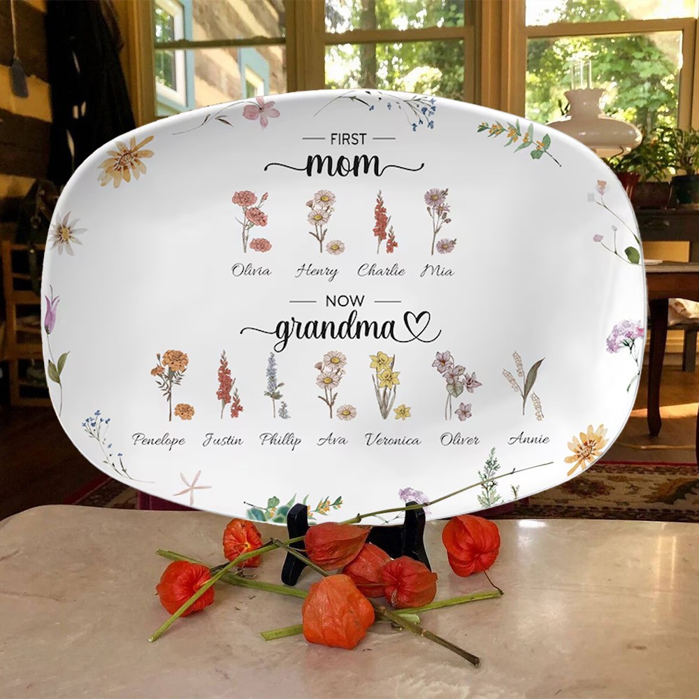Personalized Grandma's Garden Plate With Grandkids Names Mother's Day