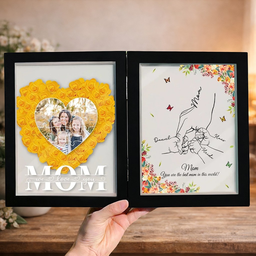 Custom Flowers Frame with Kid Names For Mother's Day