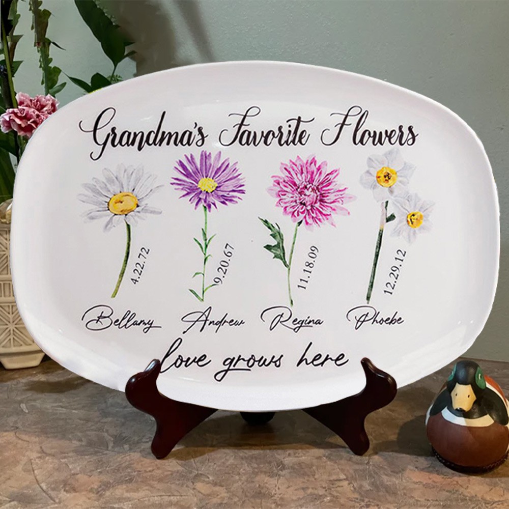 Personalized Grandma's Garden Plate With Grandkids Names Mother's Day
