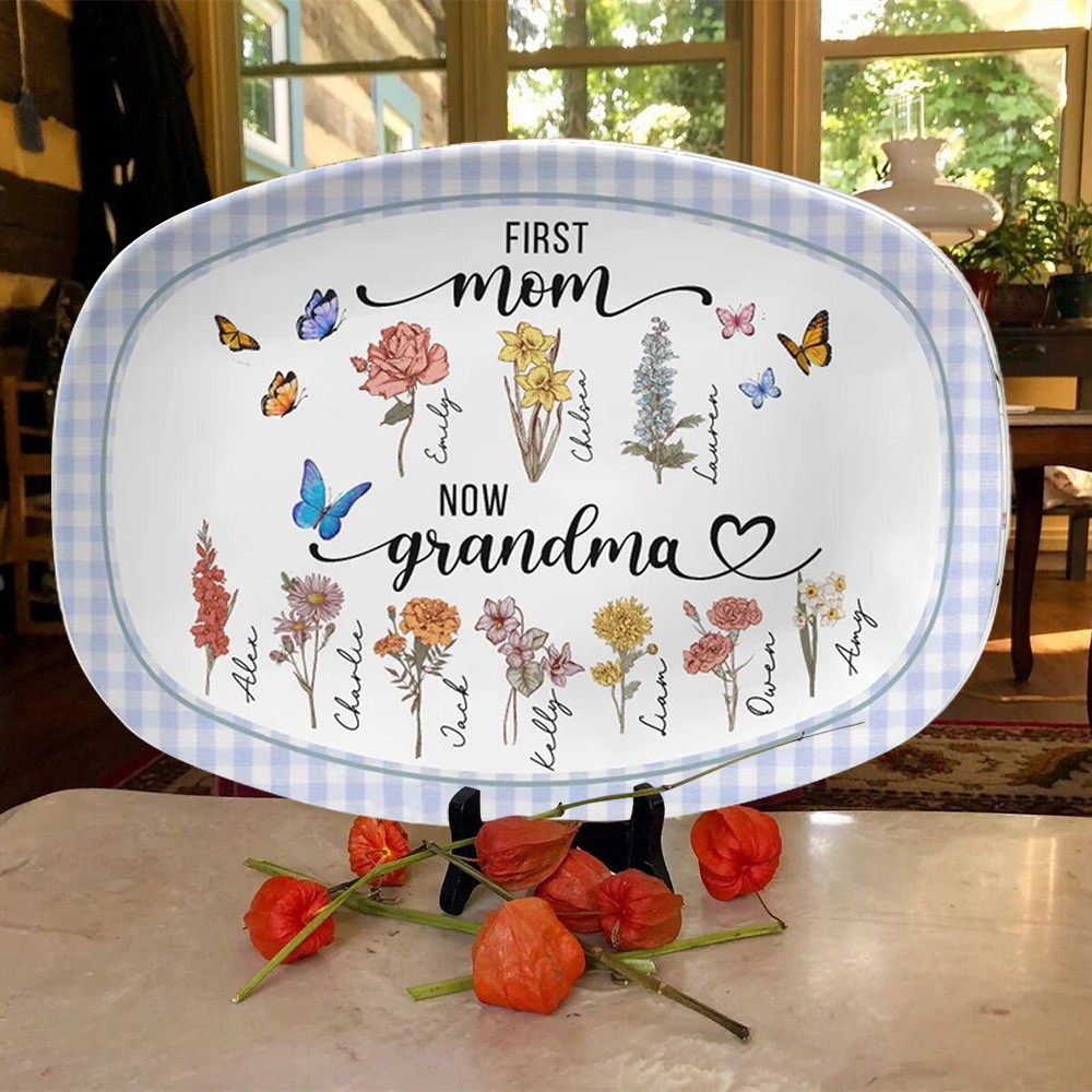 Personalized Grandma's Garden Plate With Grandkids Names Mother's Day