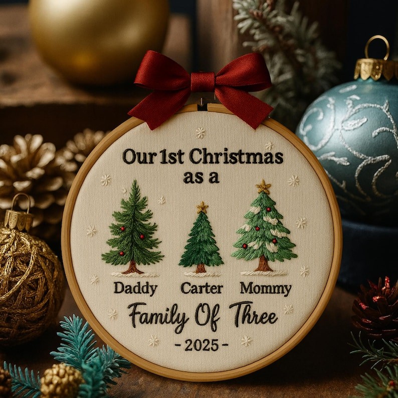 Personalized Embroidery Family Christmas Ornament Gift for Families 2025