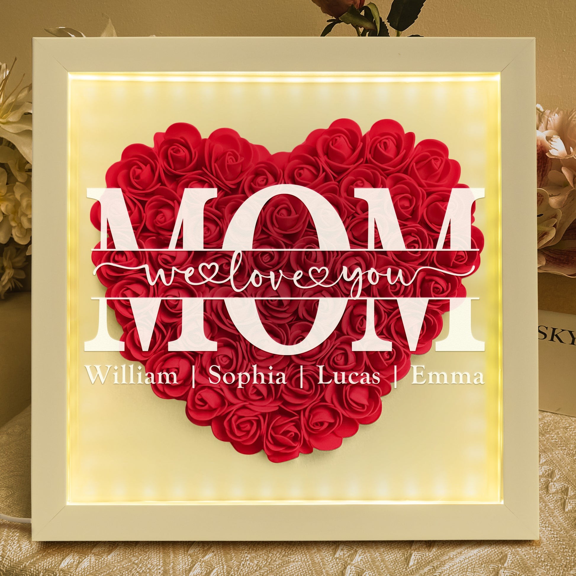 Personalized Mom We Love You Flower Shadow Box For Mother's Day