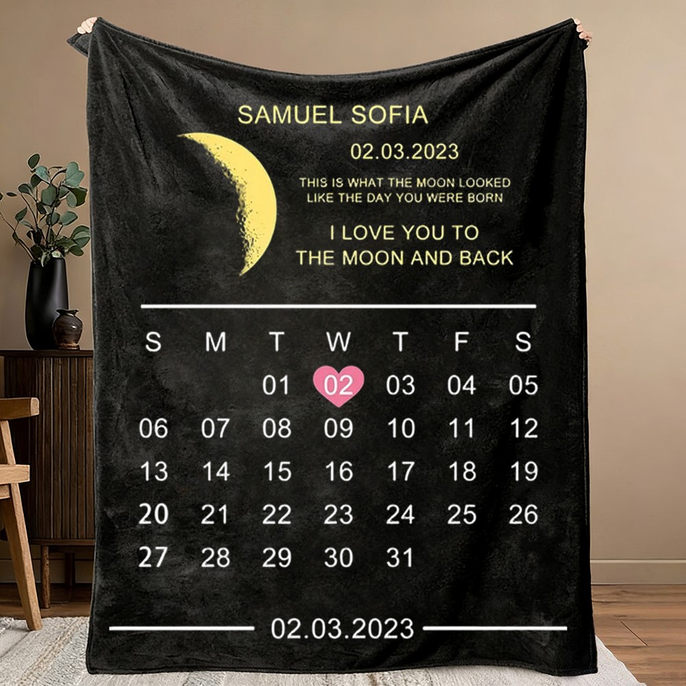 I Love You To The Moon And Back Custom Moon Phase Blanket