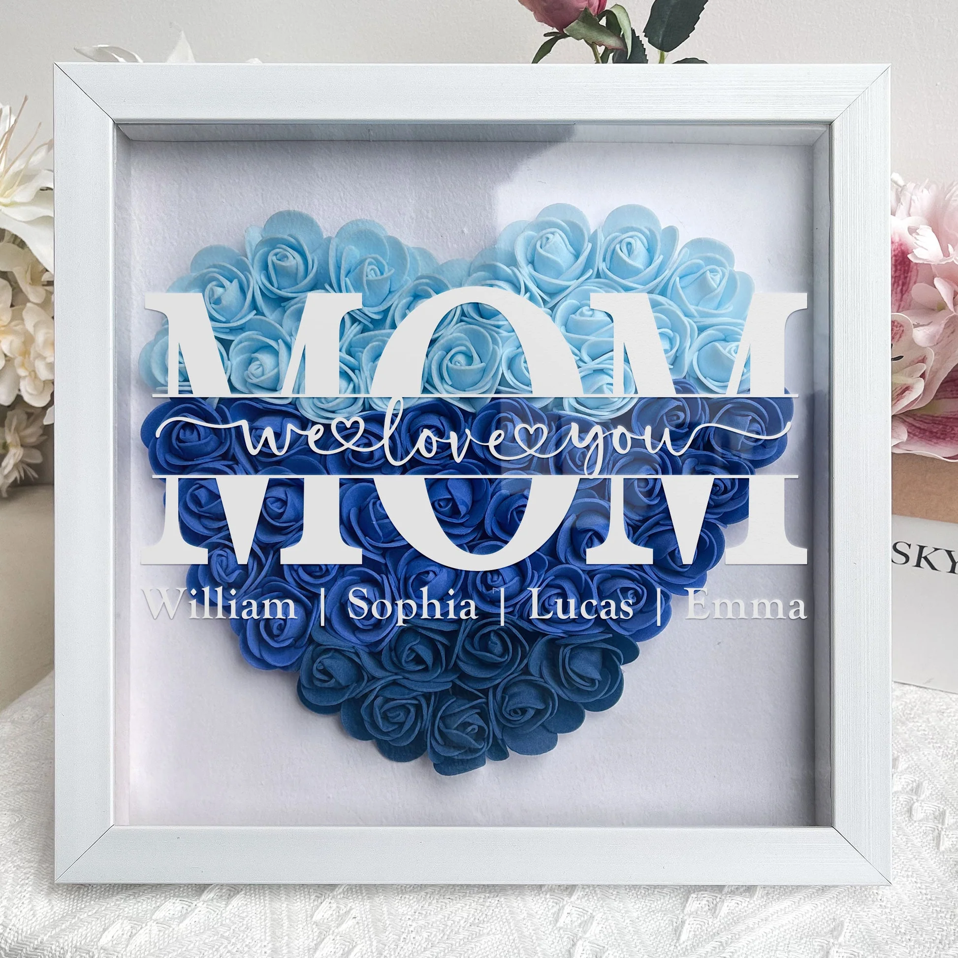 Personalized Mom We Love You Flower Shadow Box For Mother's Day