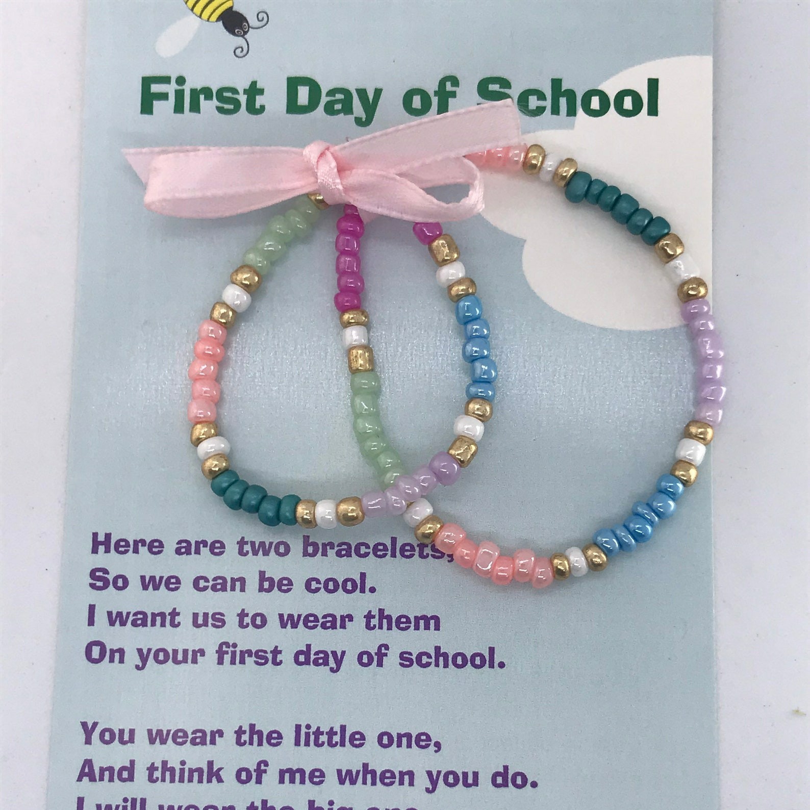 First Day of School Bracelet Matching Bracelets Heart Bracelets