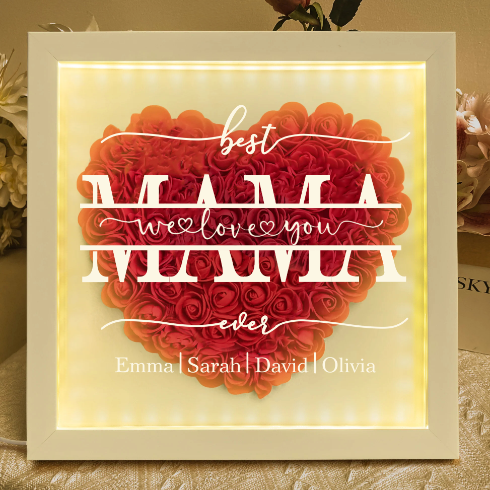 Personalized Best Mom Ever Flower Shadow Box For Mother's Day