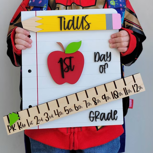 Personalized First/100th/Last Day of School Interchangeable Back to School Sign Prop For Kids Gift Ideas