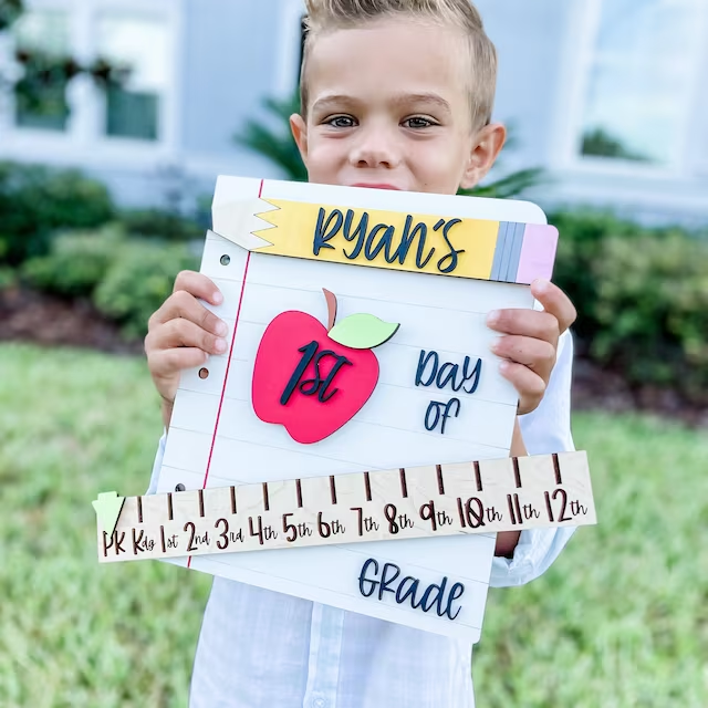 Personalized First/100th/Last Day of School Interchangeable Back to School Sign Prop For Kids Gift Ideas