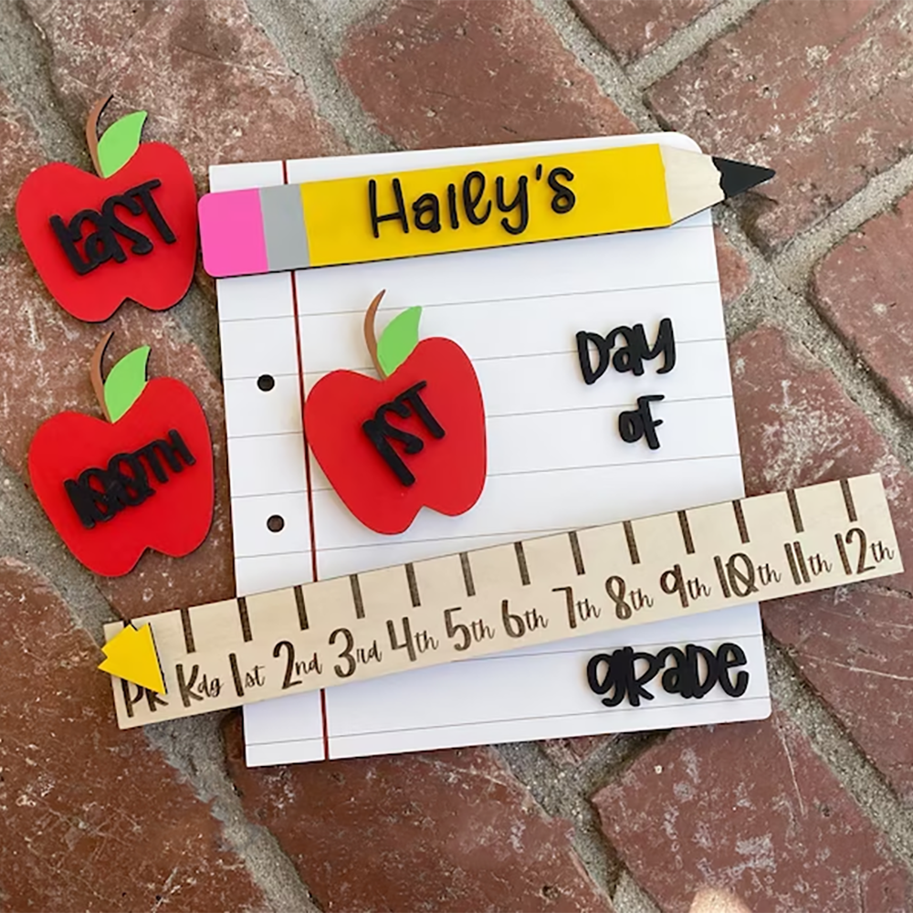 Personalized First/100th/Last Day of School Interchangeable Back to School Sign Prop For Kids Gift Ideas