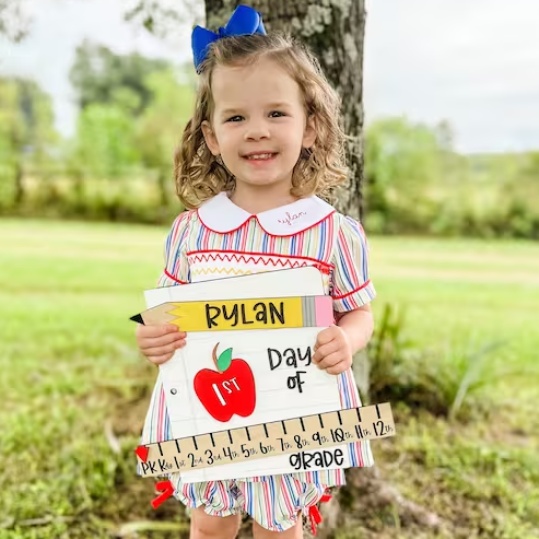 Personalized First/100th/Last Day of School Interchangeable Back to School Sign Prop For Kids Gift Ideas