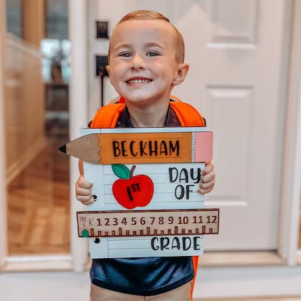 Personalized First/100th/Last Day of School Interchangeable Back to School Sign Prop For Kids Gift Ideas