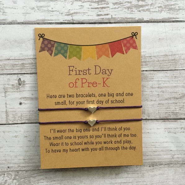 First Day of Pre K School Bracelet Matching Bracelets Heart Bracelets