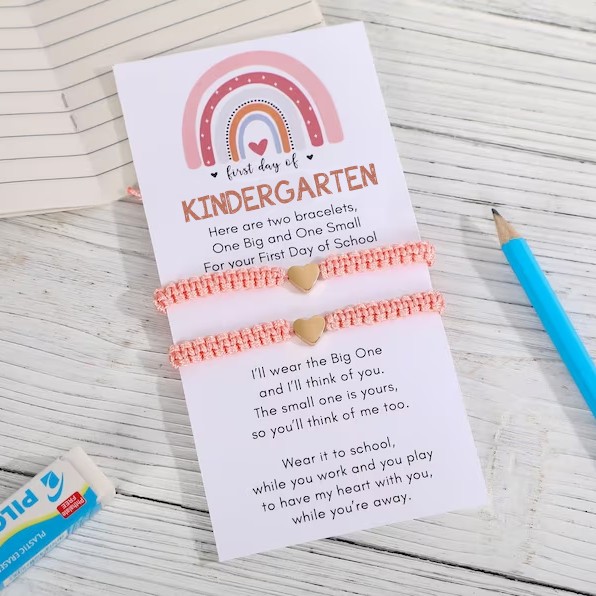 First Day of Kindgarten School Bracelet Matching Bracelets Heart Bracelets