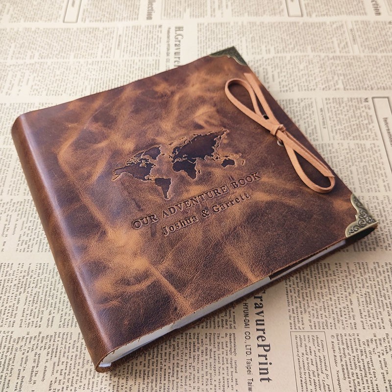 Personalized Genuine Leather Photo Album Our Adventure Book Valentine's Day Anniversary Gift For Couple