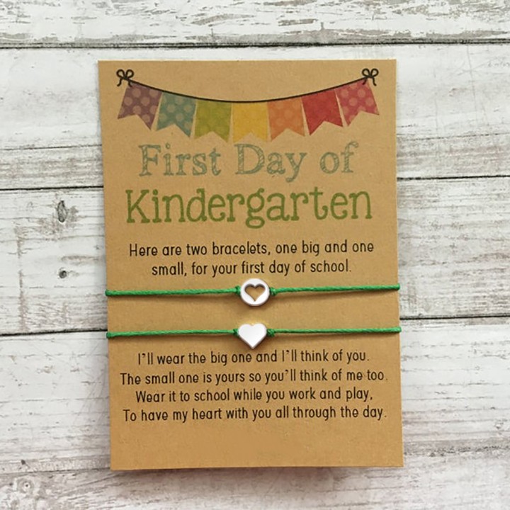 First Day of Kindergarten School Bracelet Matching Bracelets Heart Bracelets