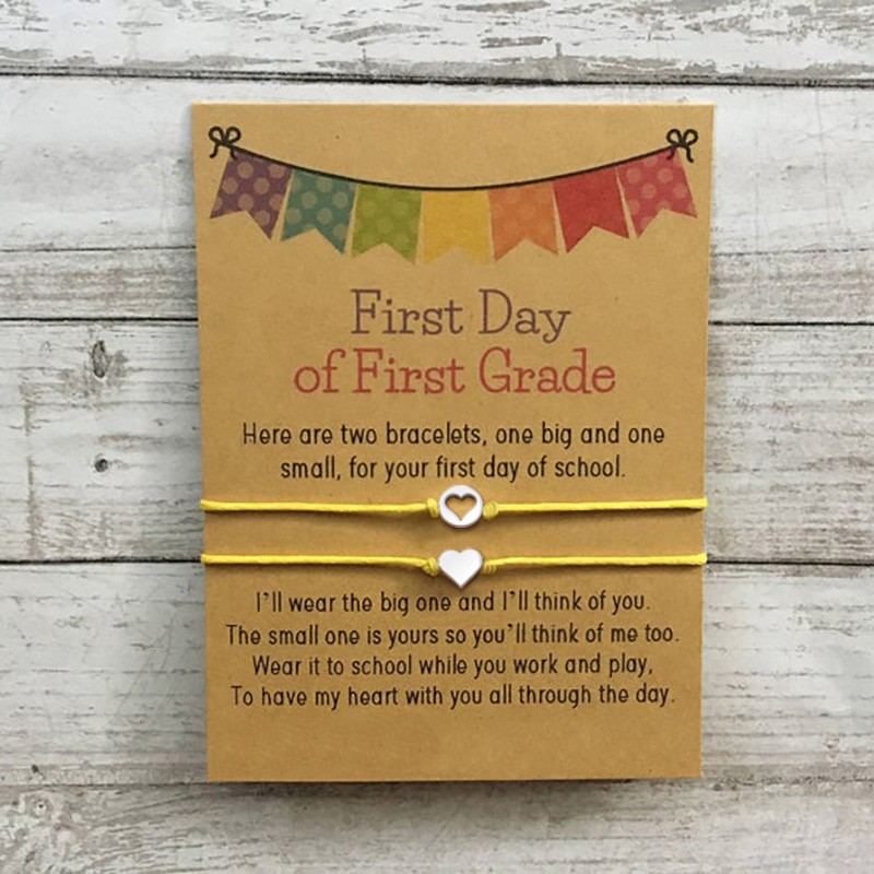 First Day of First Grade School Bracelet Matching Bracelets Heart Bracelets