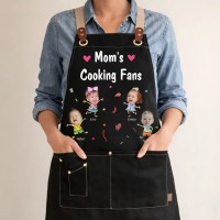 Custom Mom's Kitchen Crew Apron Featuring Kids Cartoon Mother's Day Gift