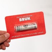 Christmas Money Holder Card Funny Cash Gift for Teens Bruh Holiday Stocking Stuffer