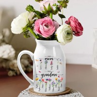 First Mom Now Grandma Custom Birth Flower Vase With Kids Name For Mother's Day