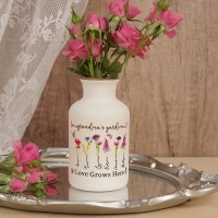 Personalized Family Garden Vase With Grandkids Name and Birth Month Flower For Mother's Day