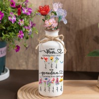Personalized Grandma's Garden Vase With Grandkids Name and Birth Flowers For Mother's Day