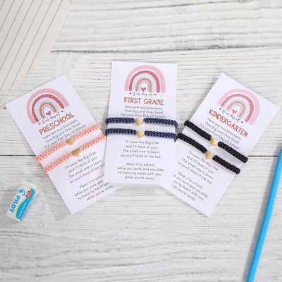 First Day of First Grade School Bracelet Matching Bracelets Heart Bracelets