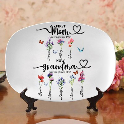 Personalized Grandma's Garden Plate With Grandkids Names Mother's Day