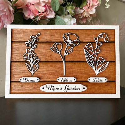 Custom Grandma's Garden Birth Month Flower Frame With Grandkids Names For Mother's Day