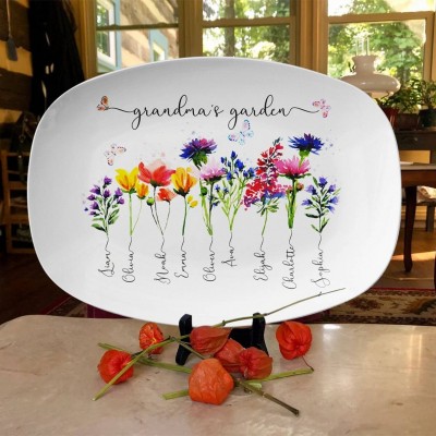 Personalized Grandma's Garden Plate With Grandkids Names Mother's Day