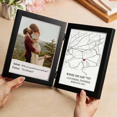 Personalized Where She Said Yes Map Frame Keepsake Gift for Couple