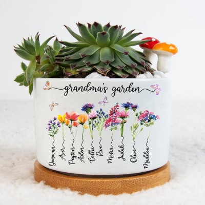Personalized Grandma's Garden Birth Month Flower Pot Gift Ideas For Grandma Mother's Day