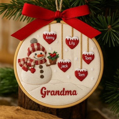 Personalized Family Ornament Christmas Embroidery Hoop