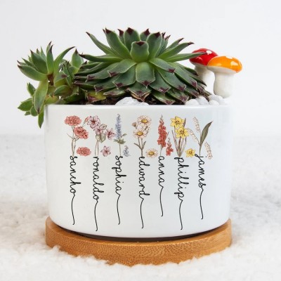Custom Birth Month Flower Plant Pot Grandma's Garden Plant Pot