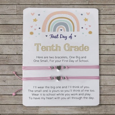 First Day of Tenth Grade School Bracelet Matching Bracelets Heart Bracelets