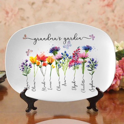 Personalized Grandma's Garden Plate With Grandkids Names Mother's Day